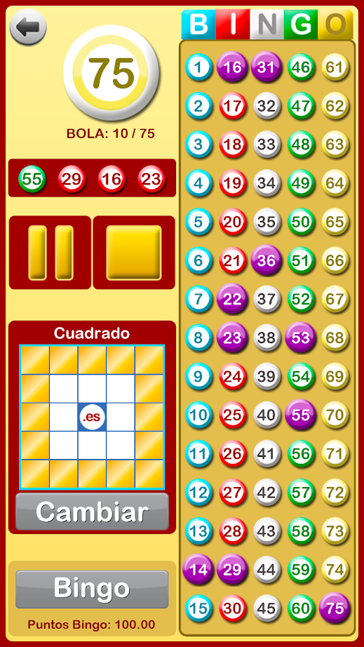 Cuantos numeros tiene un bingo